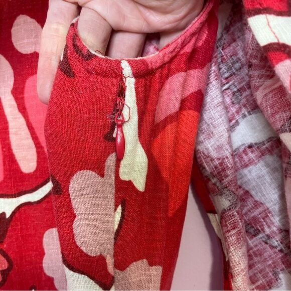 Rhode x Target Midi Dress Red Zinnia Print Boho Bell Sleeve Ruffle Casual Size 8 - Picture 8 of 12